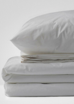 Белый комплект постельного белья Home me Голова в облаках из хлопка (2-спальный евро extra size), фото