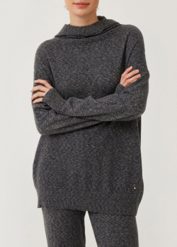 Серый свитер GD Cashmere с воротником-капюшоном, фото