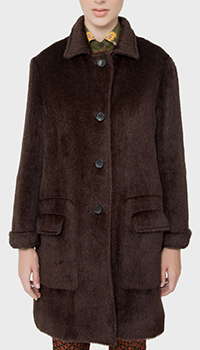 Шерстяное пальто Etro из альпаки коричневого цвета, фото