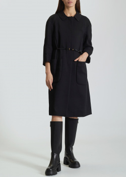 Черное пальто Nina Ricci с накладными карманами, фото