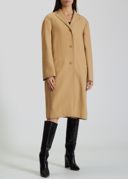 Бежевое пальто Nina Ricci со складками на спине, фото