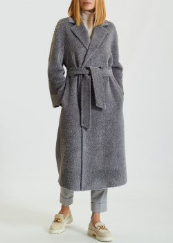 Серое пальто Max Mara Studio Genarca из шерсти и альпака, фото