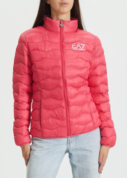 Розовая куртка EA7 Emporio Armani с высоким воротником, фото