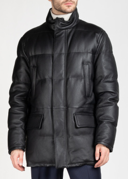 Кожаная куртка Brioni с геометрической стежкой, фото