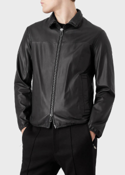 Кожаная куртка Emporio Armani с прорезными карманами, фото