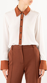 Шелковая блузка Dorothee Schumacher с контрастным воротником, фото