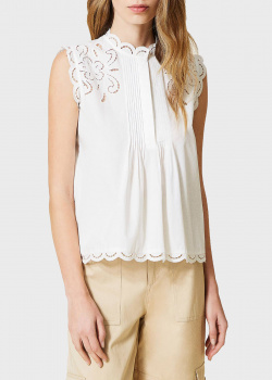 Белая блузка Twin-Set с фестончатым краем, фото