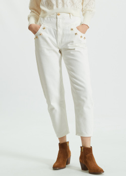 Белые укороченные джинсы Twin-Set с высокой посадкой, фото