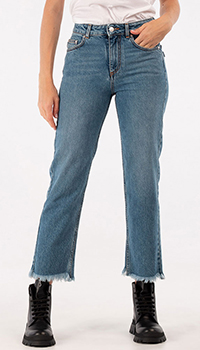 Голубые джинсы MSGM с бахромой, фото