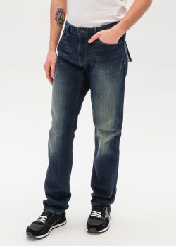 Зауженные джинсы Emporio Armani с эффектом капель краски, фото