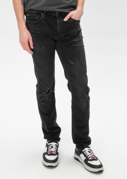 Рваные джинсы Hugo Boss Hugo серого цвета, фото