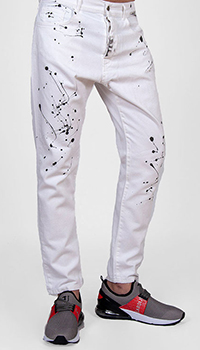 Белые джинсы J.B4 Just Before с пятнами краски, фото