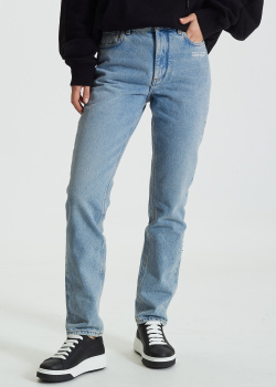 Голубые джинсы Off-White с принтом-надписью, фото