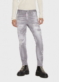 Рваные джинсы Dsquared2 серого цвета, фото