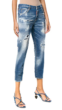 Синие джинсы Dsquared2 с потертостями, фото