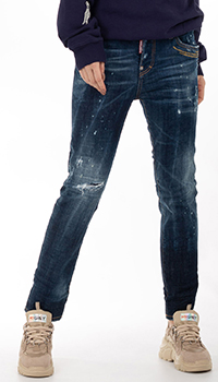 Рваные джинсы Dsquared2 синего цвета, фото