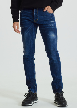 Синие джинсы Dsquared2 Cool Guy с эффектом потертости, фото