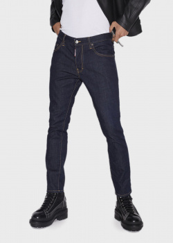 Темно-синие джинсы Dsquared2 с принтом на кармане, фото