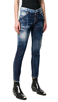 Укороченные джинсы Dsquared2 темно-синего цвета, фото