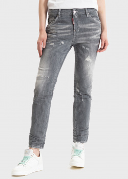 Серые джинсы Dsquared2 с эффектом потертости, фото