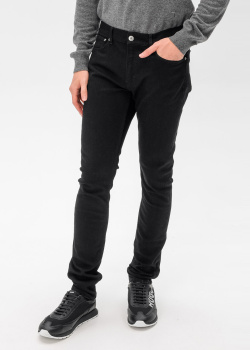 Черные джинсы Trussardi с логотипом на поясе, фото