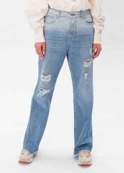 Голубые джинсы Twin-Set Actitude с эффектом потертости, фото