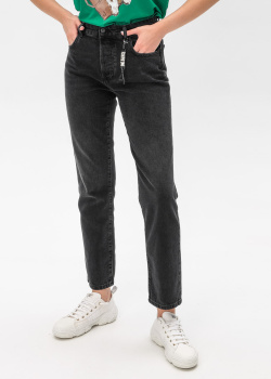 Черные джинсы Twin-Set Actitude с брендовой подвеской, фото