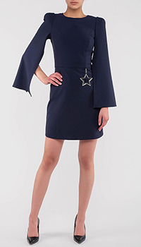 Темно-синее платье Elisabetta Franchi симметричного кроя, фото