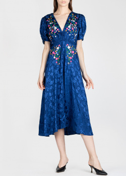 Шелковое платье Saloni с цветочной вышивкой, фото