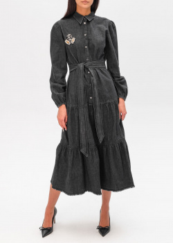 Джинсовое платье Twin-Set Actitude с декором-брошью, фото