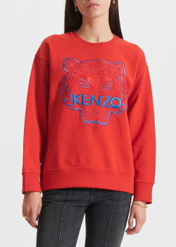 Красный свитшот Kenzo с фирменной вышивкой, фото