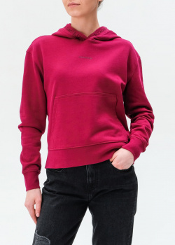 Бордовое худи Calvin Klein с брендовым принтом, фото