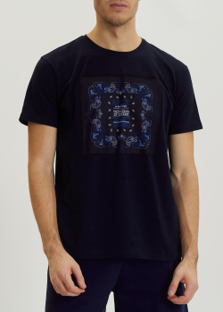 Темно-синяя футболка Etro с принтом, фото