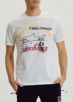 Белая футболка Paul&Shark с ярким принтом, фото