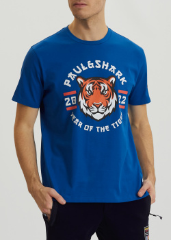 Синяя футболка Paul&Shark с тигром, фото