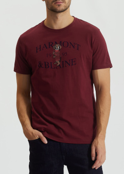 Бордовая футболка Harmont&Blaine из хлопка, фото
