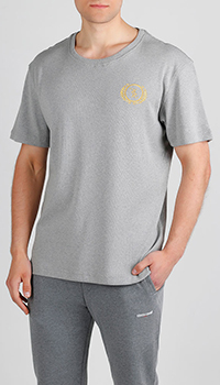 Светло-серая футболка Billionaire с золотистым лого, фото