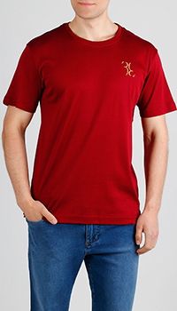 Хлопковая футболка Billionaire бордового цвета, фото