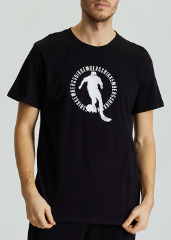 Хлопковая футболка Bikkembergs черного цвета с принтом, фото