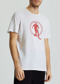 Белая футболка Bikkembergs с красным принтом, фото