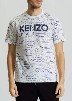Белая футболка Kenzo с морским принтом, фото