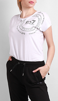 Белая футболка EA7 Emporio Armani с принтом, фото