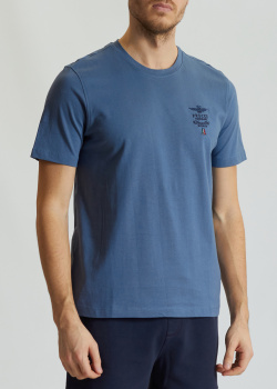Синяя футболка Aeronautica Militare из хлопка, фото