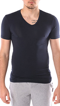 Черная футболка Bikkembergs с вырезом, фото