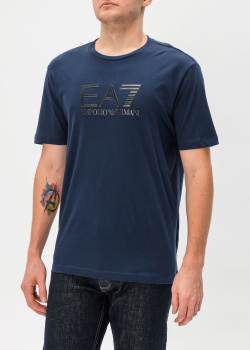 Мужская футболка EA7 Emporio Armani синего цвета, фото