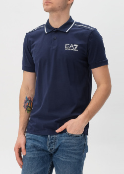 Синяя тенниска EA7 Emporio Armani с логотипом, фото