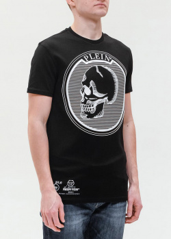 Черная футболка Philipp Plein с контрастным принтом, фото