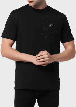Черная футболка Philipp Plein с рельефным скорпионом, фото