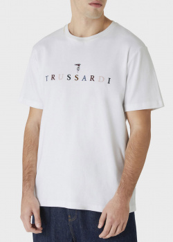 Белая футболка Trussardi с цветным лого, фото