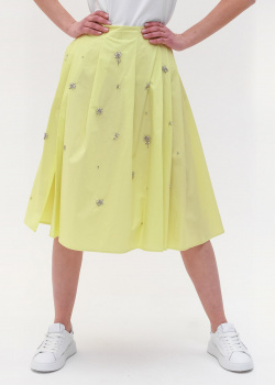 Желтая юбка-миди Twin-Set с цветами из камней, фото